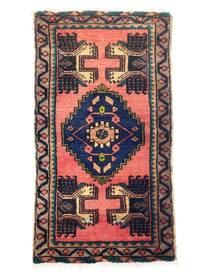 Vintage Anatolian Small Handmade Rug 52 cm x 99 cm (1'7" FT x 3'2" FT) - Y010033