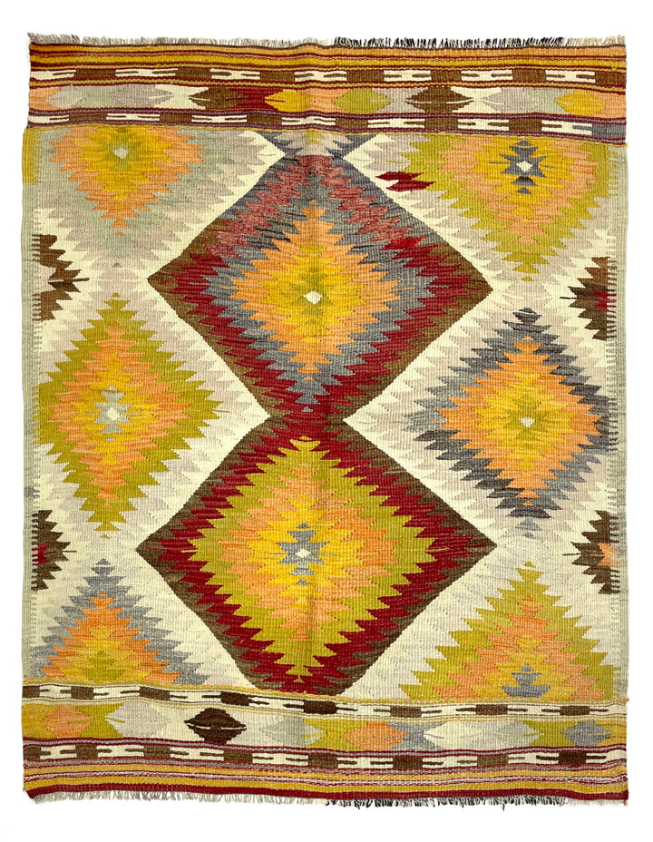 Vintage Antalya Barak Kilim Rug 111 cm x 145 cm (3’6” X 4’7”) - 0010024