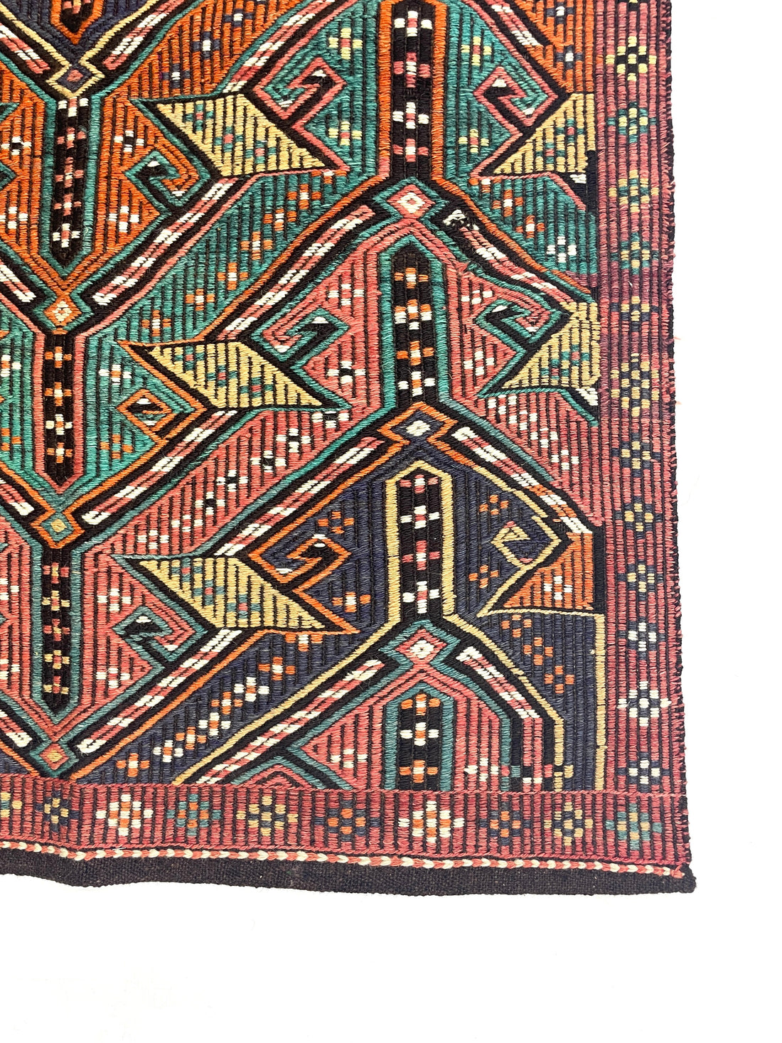 Vintage Embroidered Turkish Kilim Rug 90 cm x 122 cm (3 FT X 4 FT) - 0010030