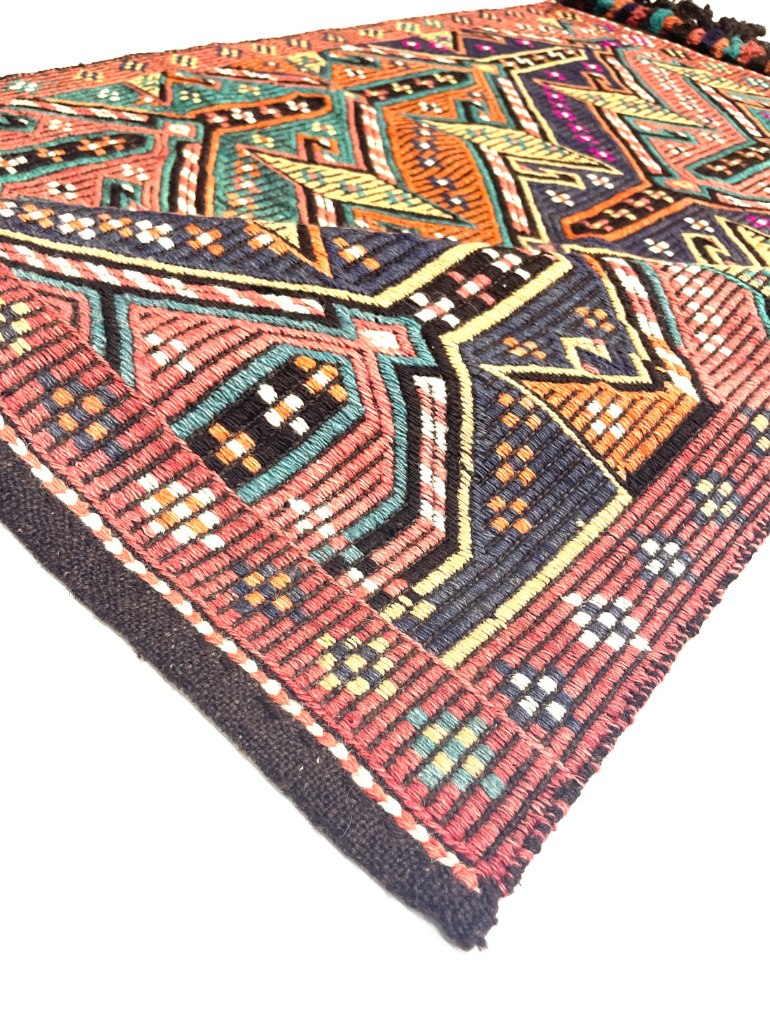 Vintage Embroidered Turkish Kilim Rug 90 cm x 122 cm (3 FT X 4 FT) - 0010030