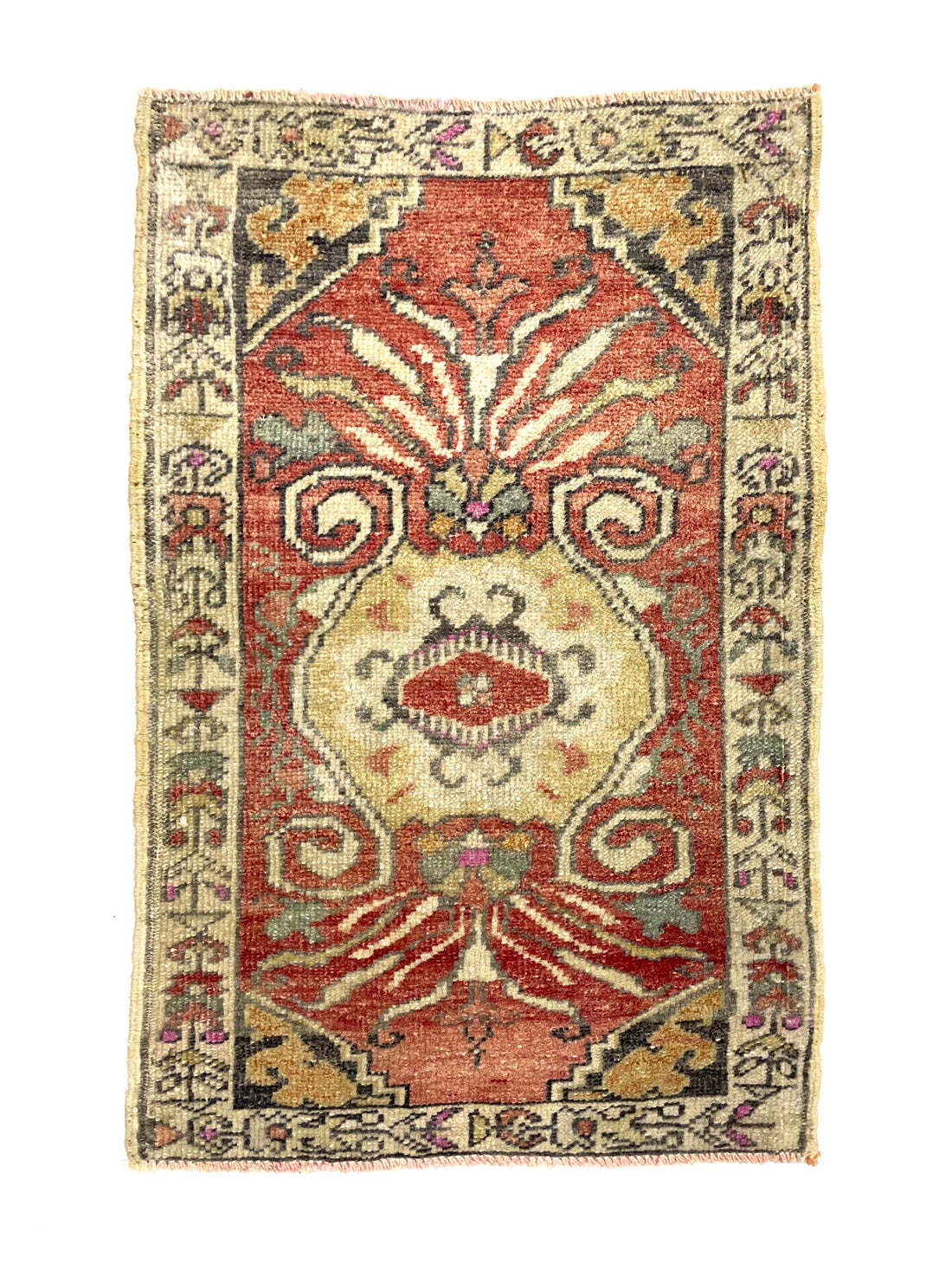 Vintage Hand-Knotted Small Turkish Rug 48 cm x 76 cm (1’5’’ FT X 2’5” FT) - Y010062