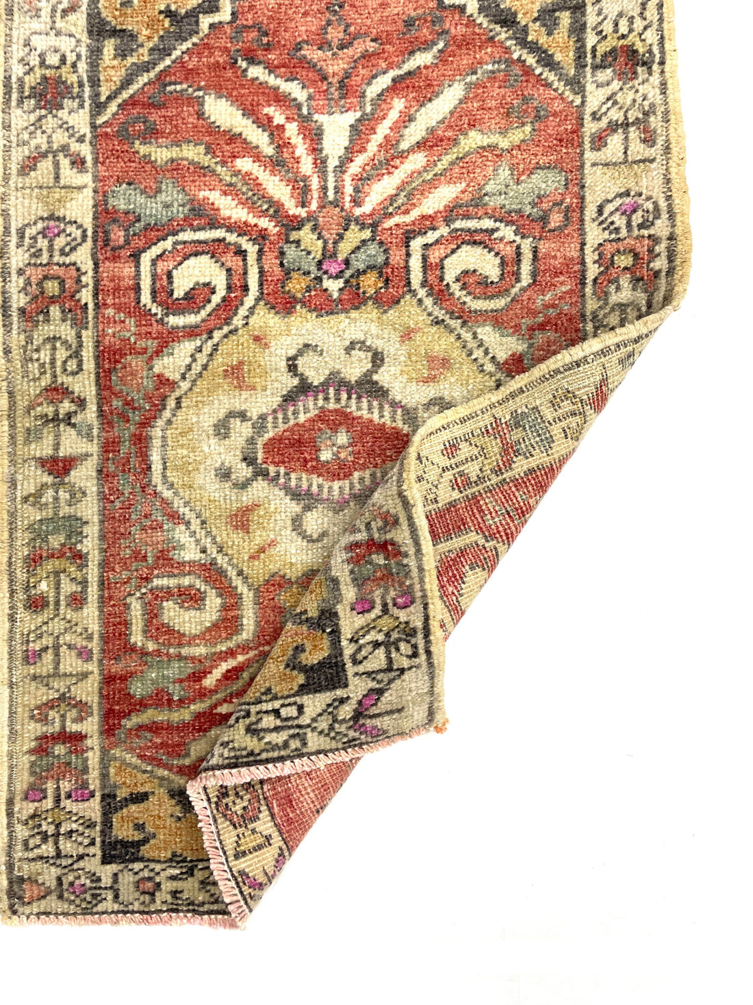 Vintage Hand-Knotted Small Turkish Rug 48 cm x 76 cm (1’5’’ FT X 2’5” FT) - Y010062