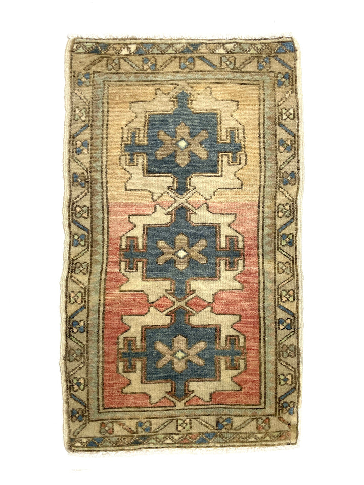 Vintage Mini Turkish Handwoven Rug 52 cm x 96 cm (1’7’’ FT X 3’1” FT) - Y010060
