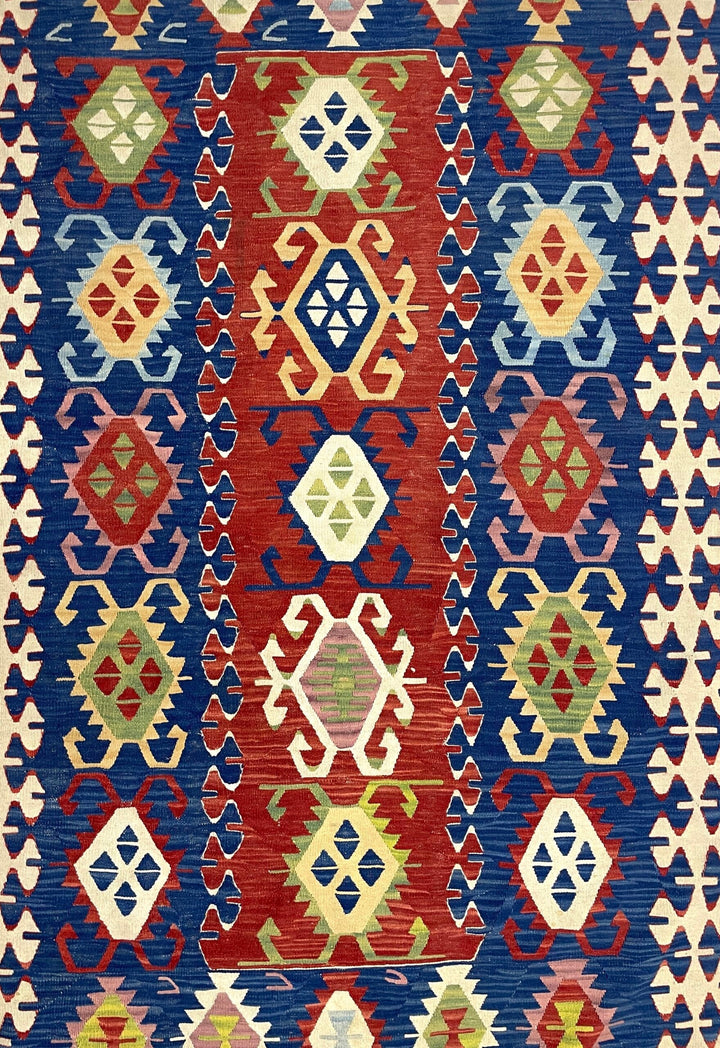 Vintage Multicolor Kilim Rug 114 cm x 173 cm (3’7” FT X 5’7” FT) - 0010012