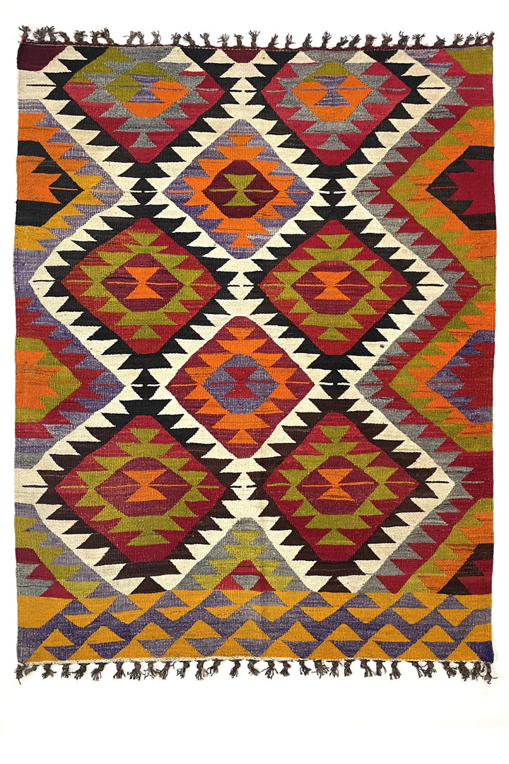 Vintage Multicolor Kilim Rug 120 cm x 152 cm (3’9” FT x 5’0” FT) - 0010004