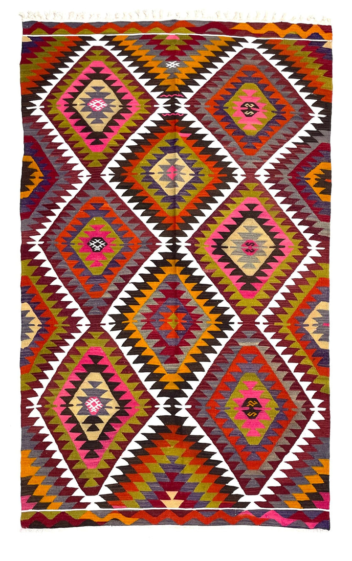 Vintage Multicolor Kilim Rug 130 cm x 210 cm (4’3” FT X 6’9” FT) - 0020005