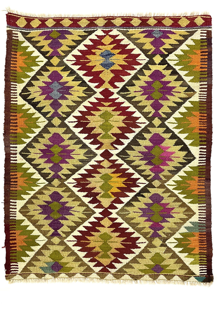 Vintage Multicolor Kilim Rug 88 cm x 125 cm (2’9” FT x 4’1” FT) - 0010007
