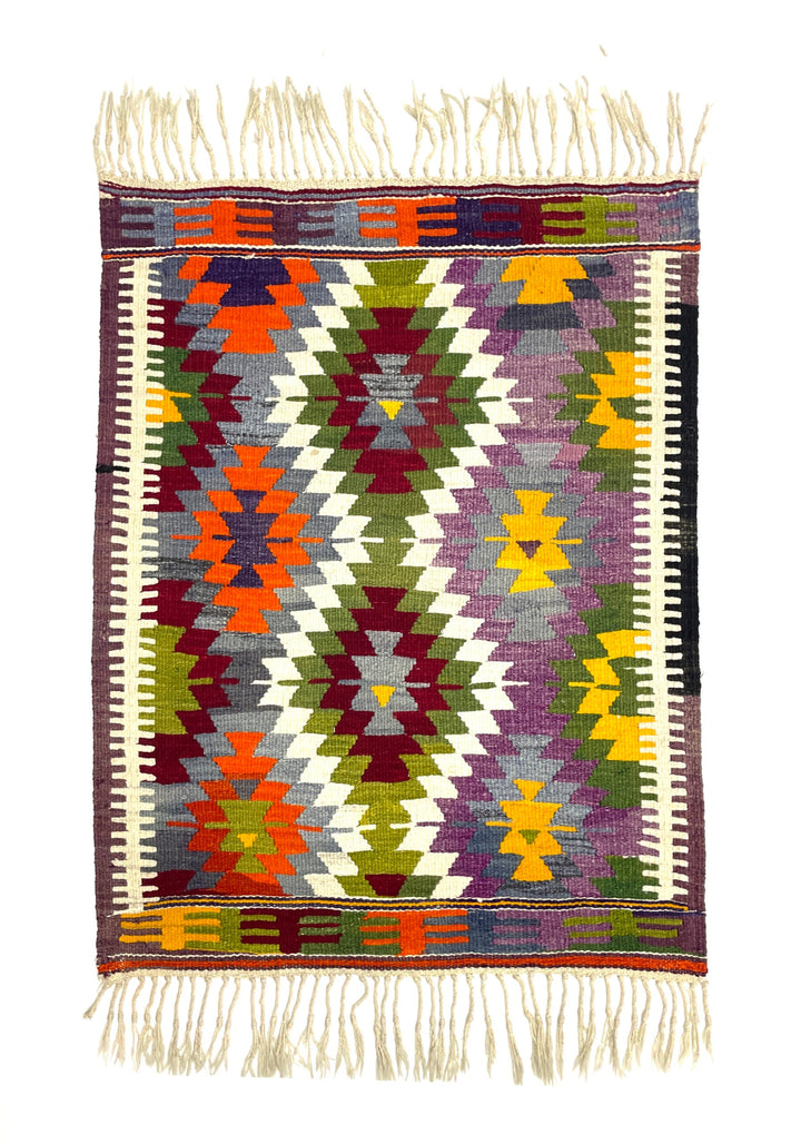 Vintage Multicolor Kilim Rug 91 cm x 125 cm (3’0” X 4’1”) - 0010003