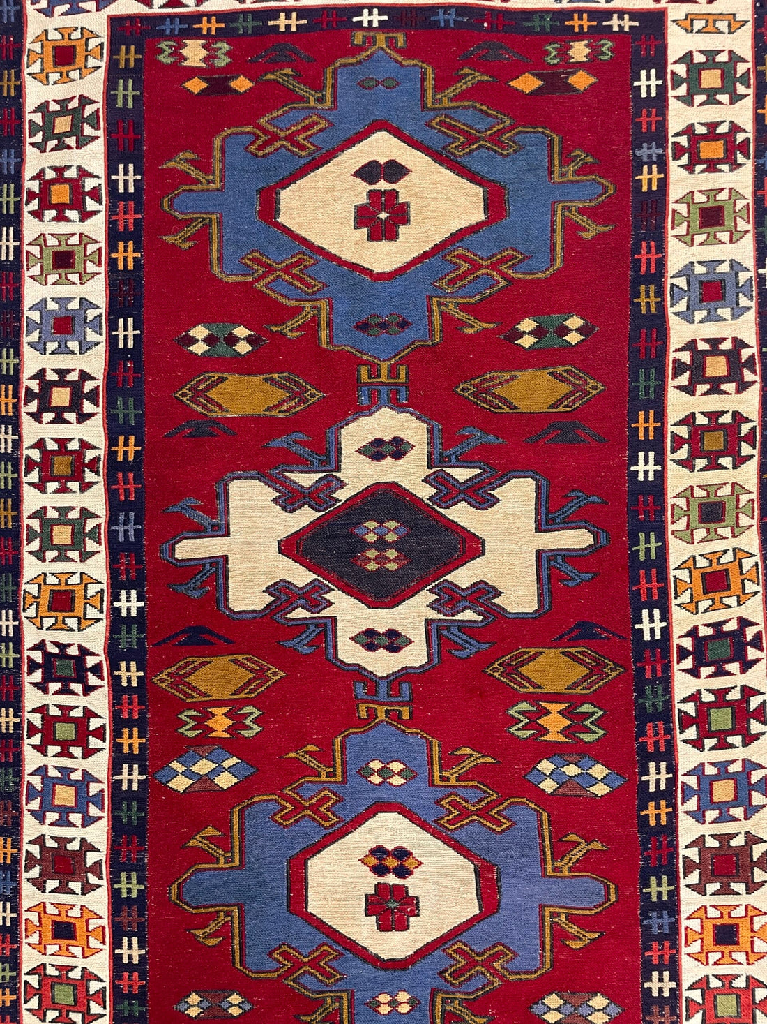 Vintage Persian Afshar Kilim Rug 97 cm x 150 cm (3’2” FT X 4’9” FT) - 0010005