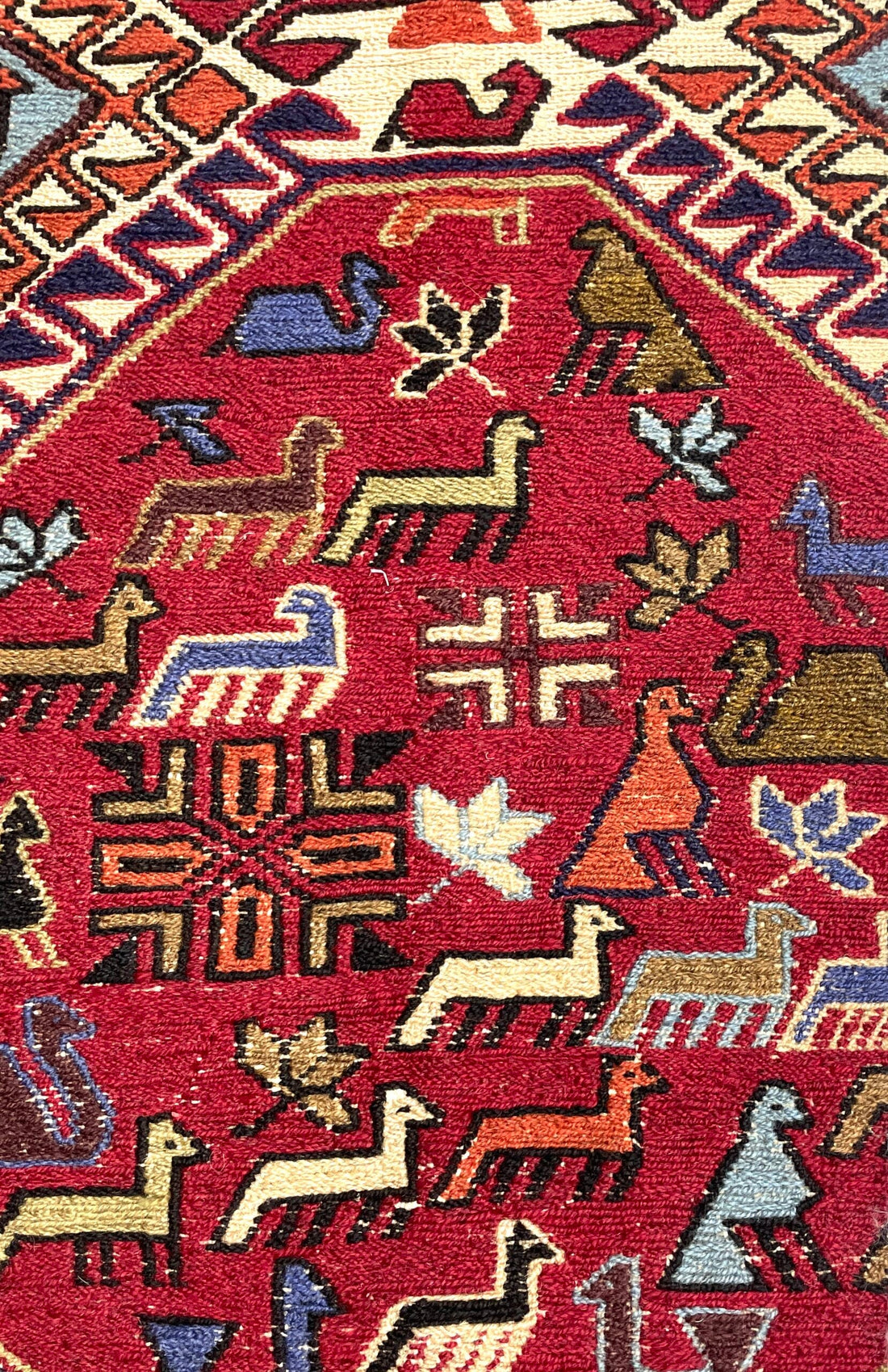 Vintage Persian Soumak Kilim Rug 114 cm x 200 cm (3’7” FT X 6’5” FT) - 0020016
