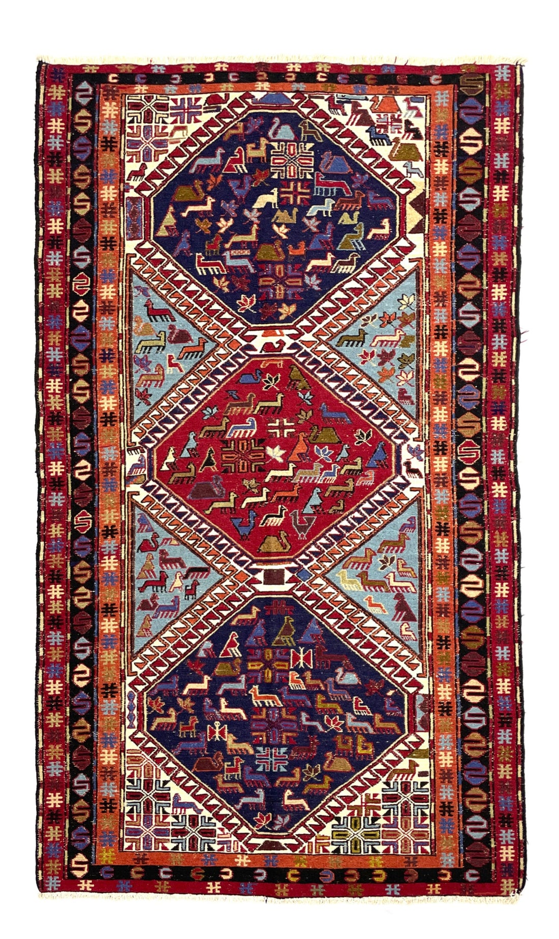 Vintage Persian Soumak Kilim Rug 114 cm x 200 cm (3’7” FT X 6’5” FT) - 0020016