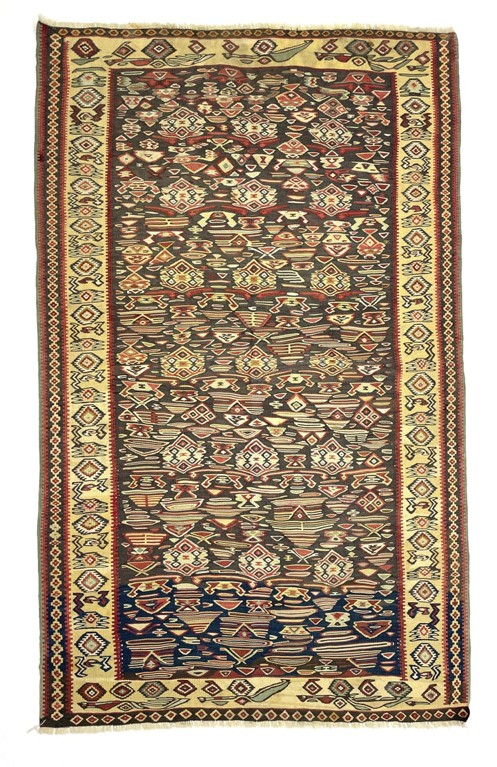 Vintage Senneh Kilim Rug 114 cm x 187 cm (3’7” FT X 6’1” FT) - 0020021