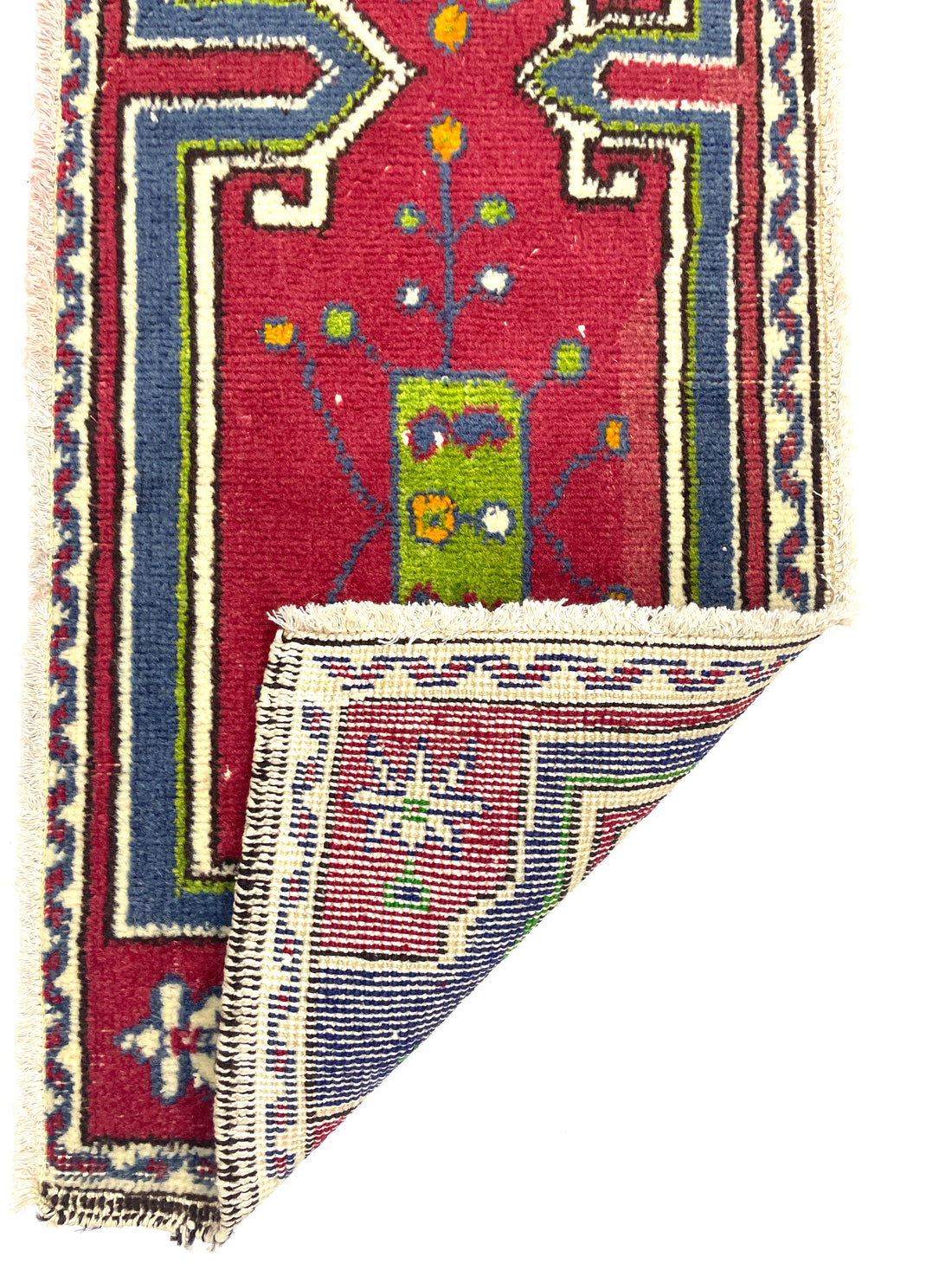 Vintage Small Turkish Hand-Knotted Rug 109 Cm X 40 Cm (3'6" FT X 1'3" FT) – Y010009