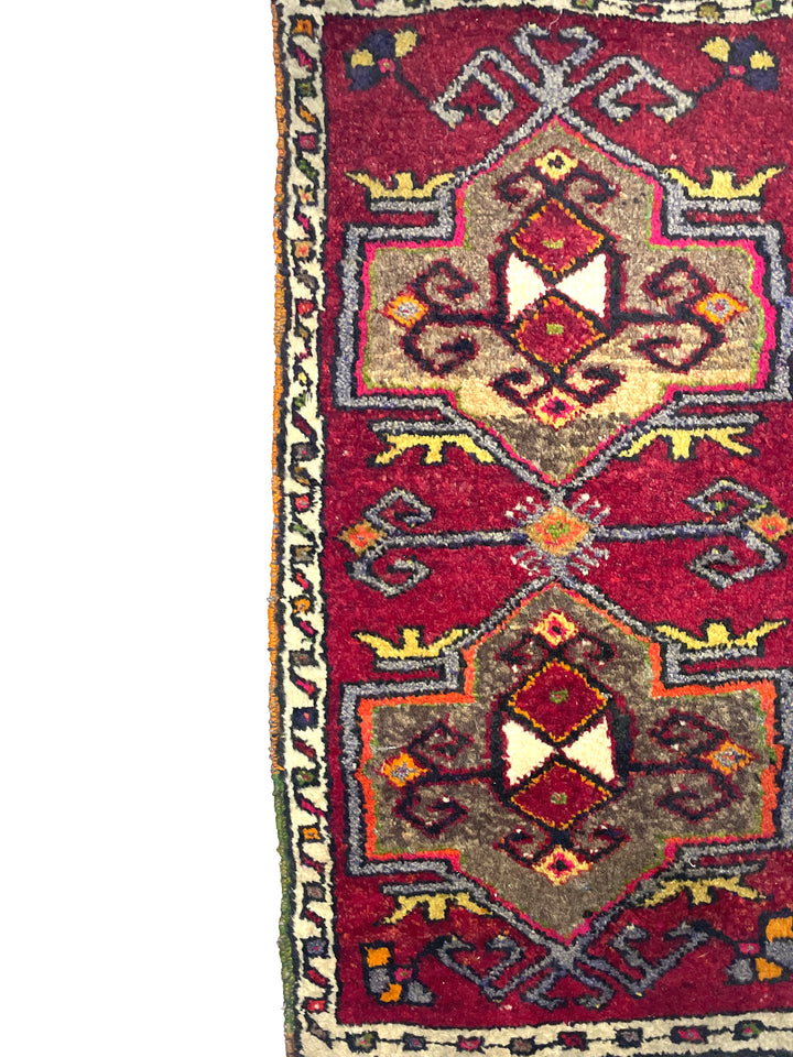 Vintage Small Turkish Hand-Knotted Rug 48 Cm X 91 Cm (1'6" FT X 3 FT) – Y010006