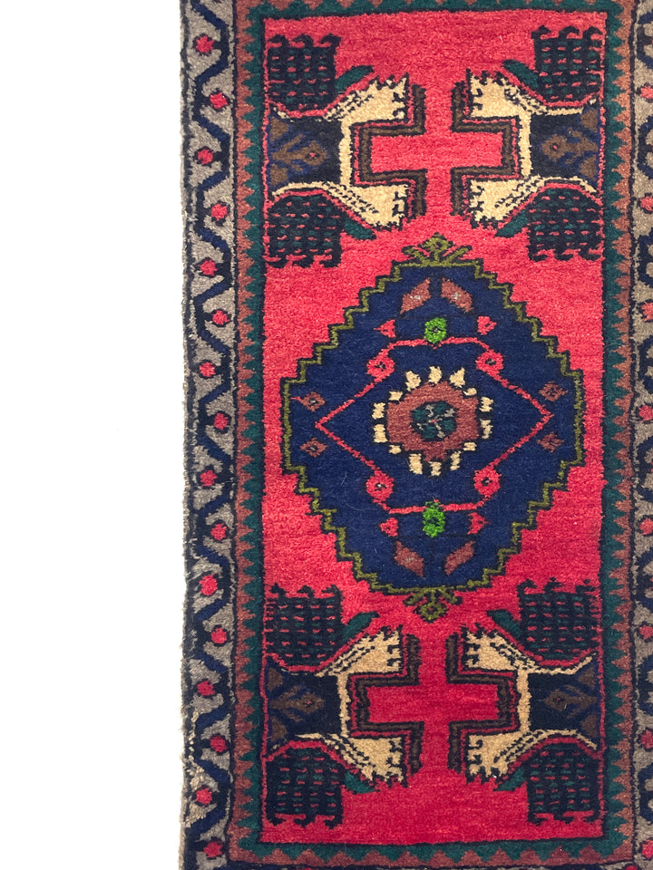 Vintage Small Turkish Hand-Knotted Rug 49 Cm X 104 Cm (1'6" FT X 3'4" FT) – Y010012
