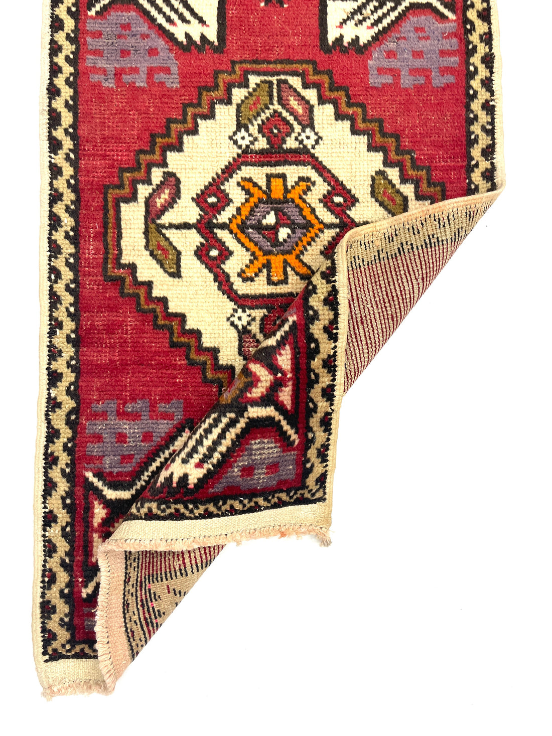 Vintage Small Turkish Hand-Knotted Rug 49 Cm X 88 Cm (1’6’’ FT X 2’9’’ FT) – Y010005