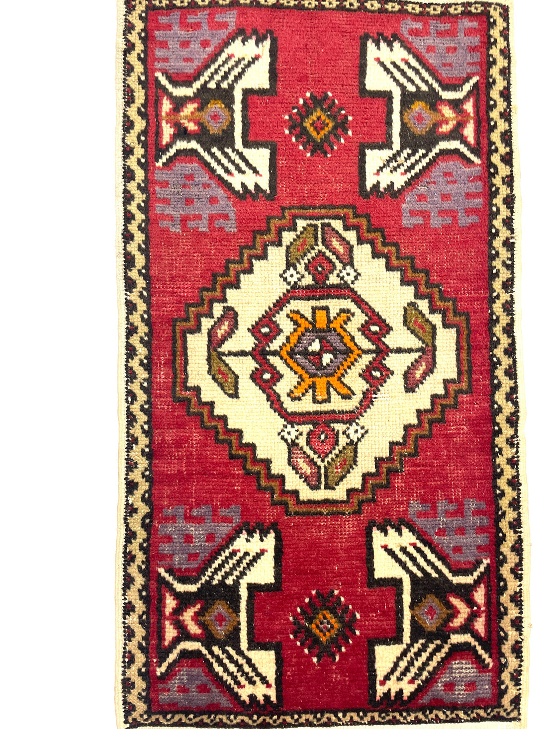 Vintage Small Turkish Hand-Knotted Rug 49 Cm X 88 Cm (1’6’’ FT X 2’9’’ FT) – Y010005