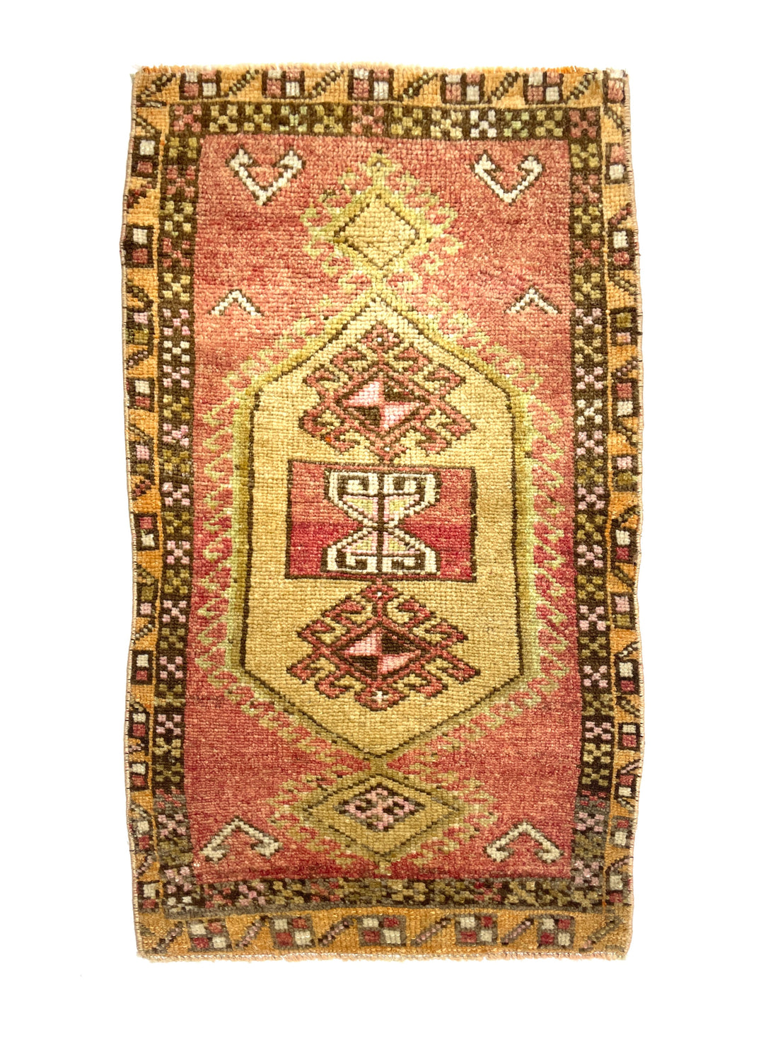 Vintage Small Turkish Hand-Knotted Rug 50 Cm X 88 Cm (1’6’’ FT X 2’9’’ FT) – Y010007