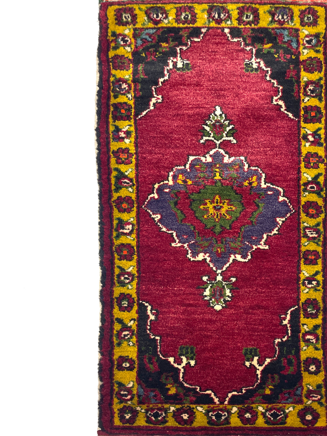Vintage Small Turkish Hand-Knotted Rug 51 Cm X 104Cm (1'7" FT X 3'4" FT) – Y010002