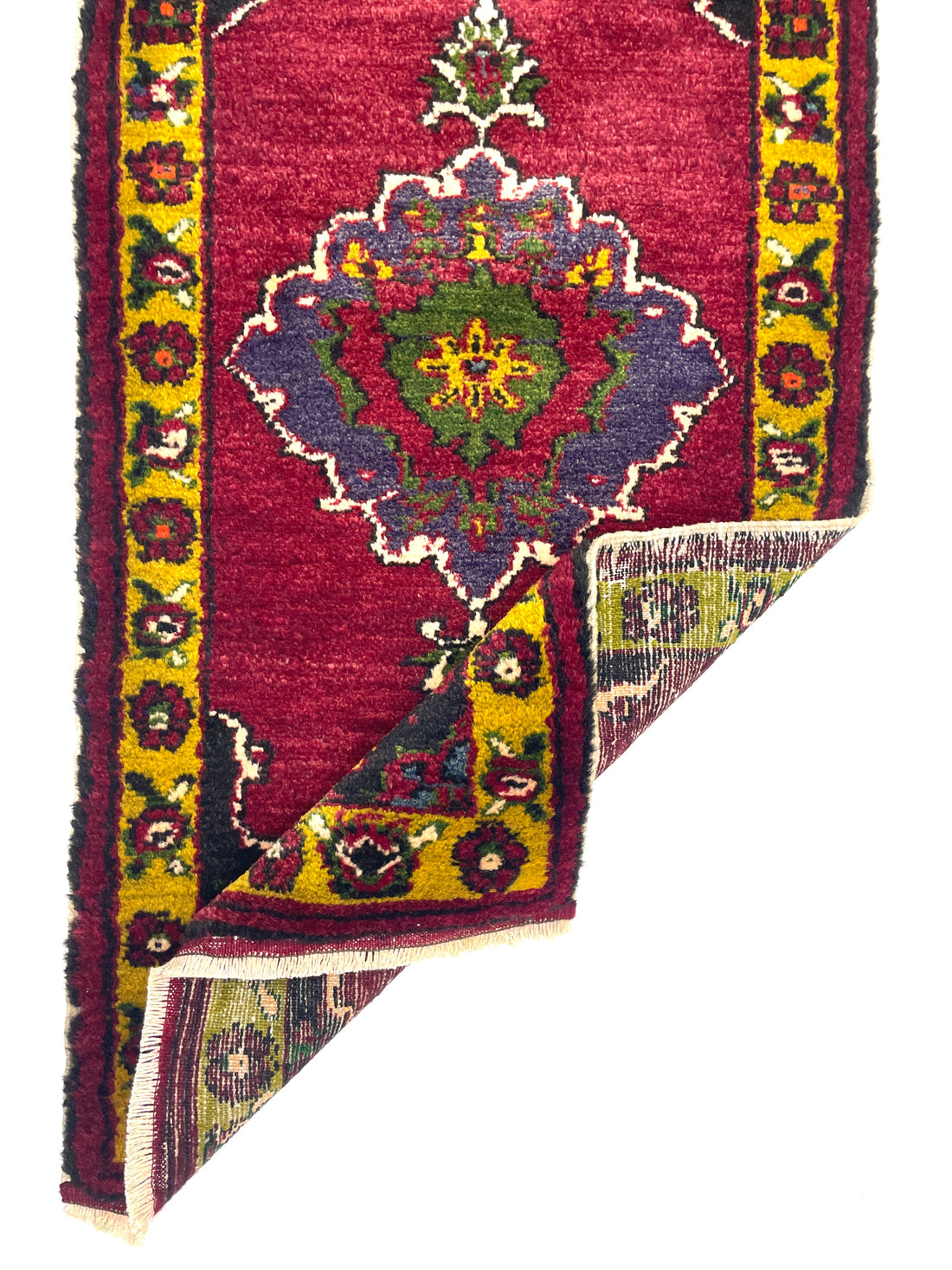 Vintage Small Turkish Hand-Knotted Rug 51 Cm X 104Cm (1'7" FT X 3'4" FT) – Y010002