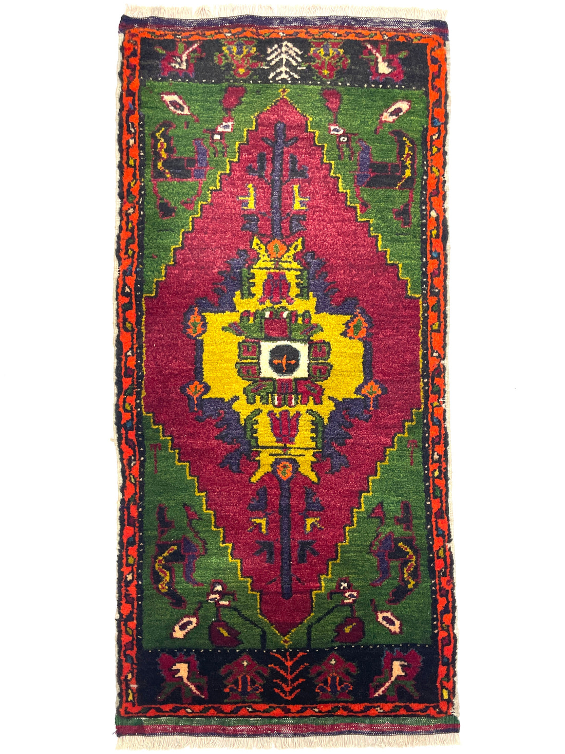 Vintage Small Turkish Hand-Knotted Rug 52 Cm X 104Cm (1’7’’ FT X 3’4’’ FT) – Y010003