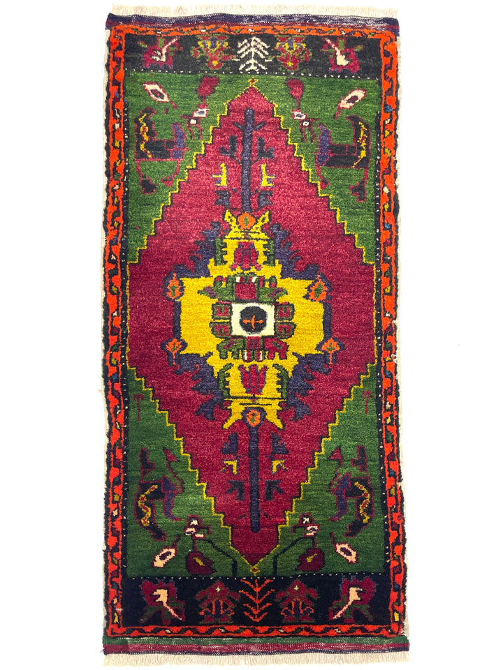 Vintage Small Turkish Hand-Knotted Rug 52 Cm X 104Cm (1’7’’ FT X 3’4’’ FT) – Y010003