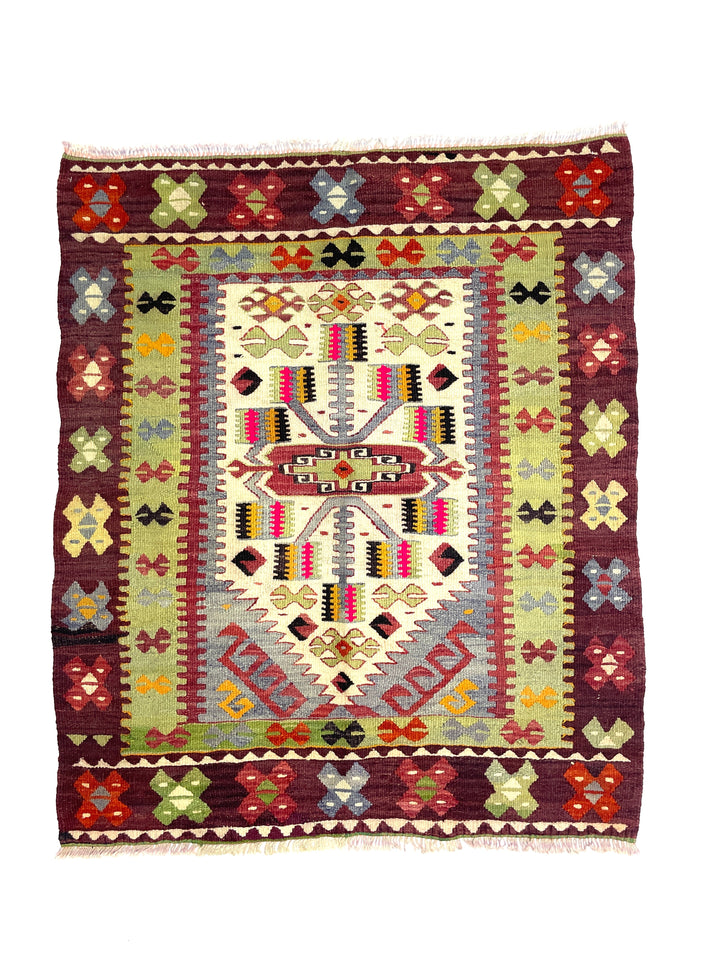 Vintage Tribal Kilim Rug 94 cm x 111 cm (3 X 4 FT) - 0010036