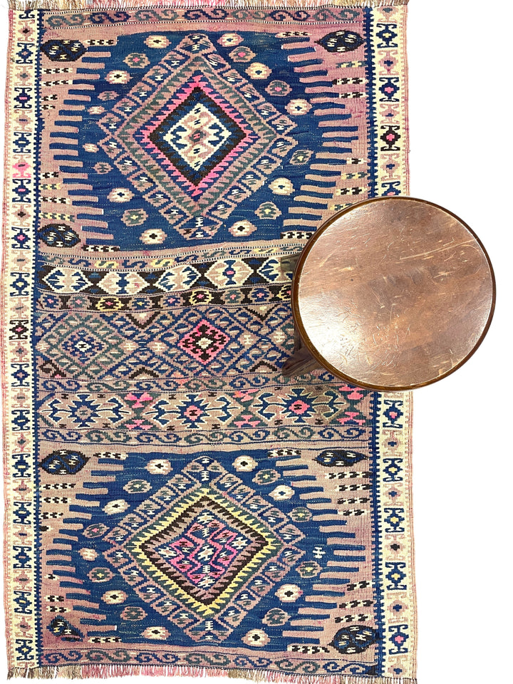 Vintage Tribal Turkish Kilim Rug 91 cm x 145 cm (3’ X 4’8’’) - 0010031