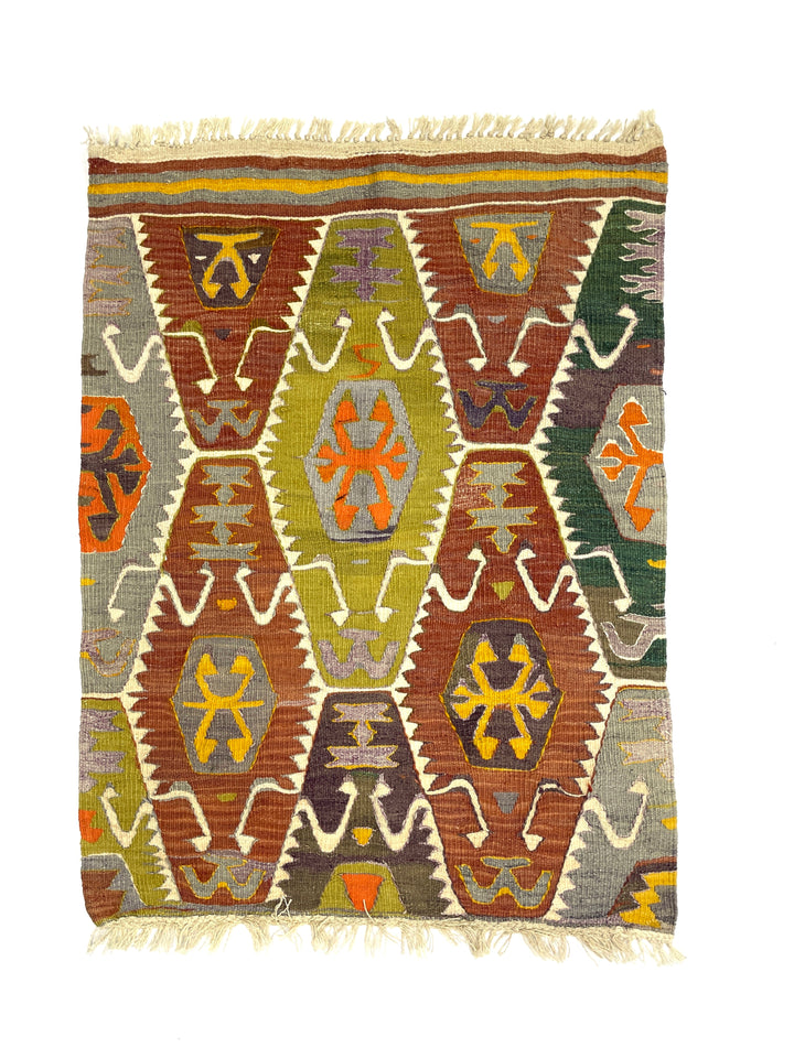 Vintage Turkish Barak Kilim Rug 95 cm x 125 cm (3 X 4 FT) - 0010035