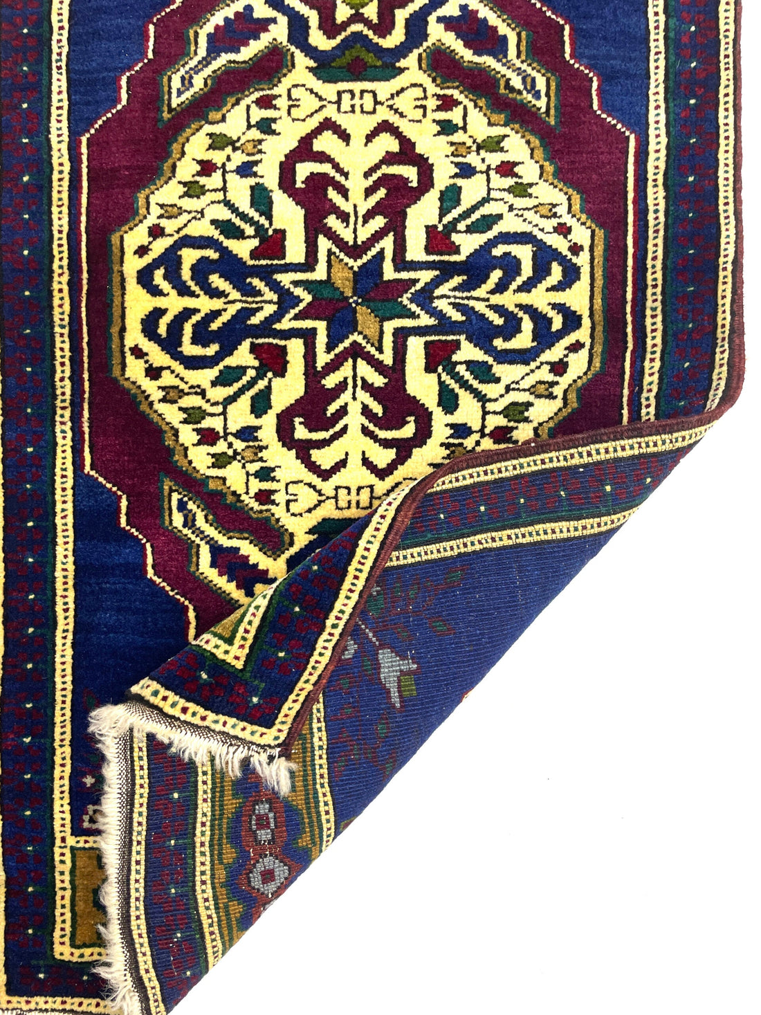 Vintage Turkish Blue Small Rug 54 cm x 107cm (1’8’’ FT X 3’5’’ FT) - Y010070