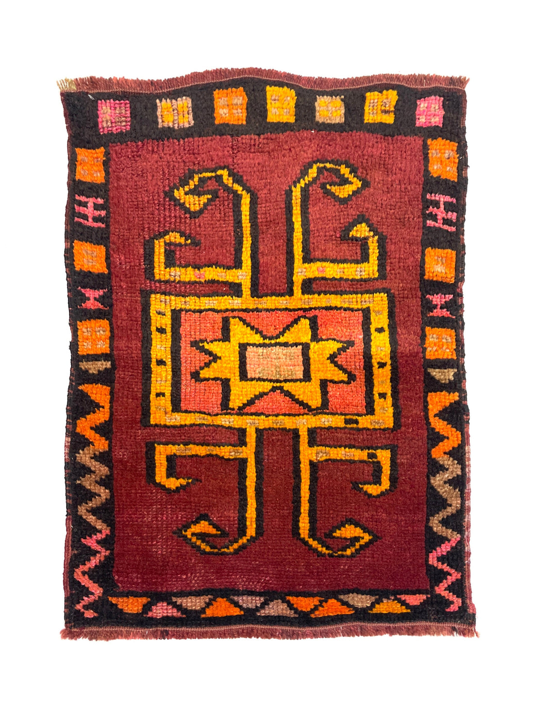 Vintage Turkish Hand-Knotted Rug 55 Cm X 70 Cm (1’8″ FT X 2’3’’ FT) – Y010041