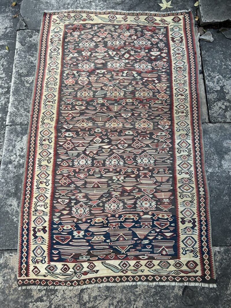 Mid-Century Senneh Kilim Rug