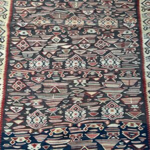 Mid-Century Senneh Kilim Rug