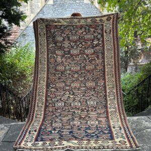 Mid-Century Senneh Kilim Rug