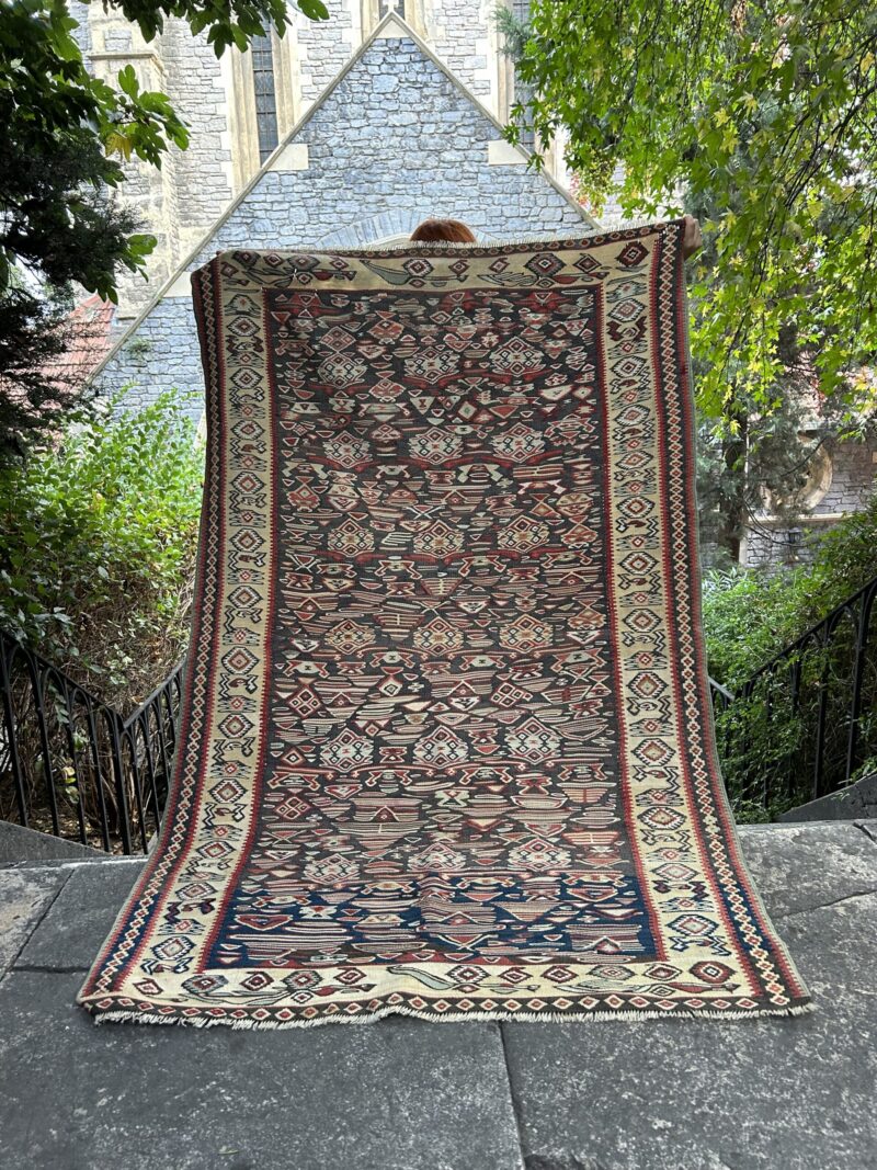 Mid-Century Senneh Kilim Rug