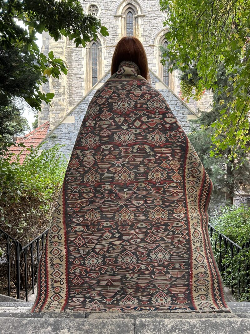 Mid-Century Senneh Kilim Rug