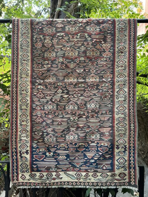Mid-Century Senneh Kilim Rug