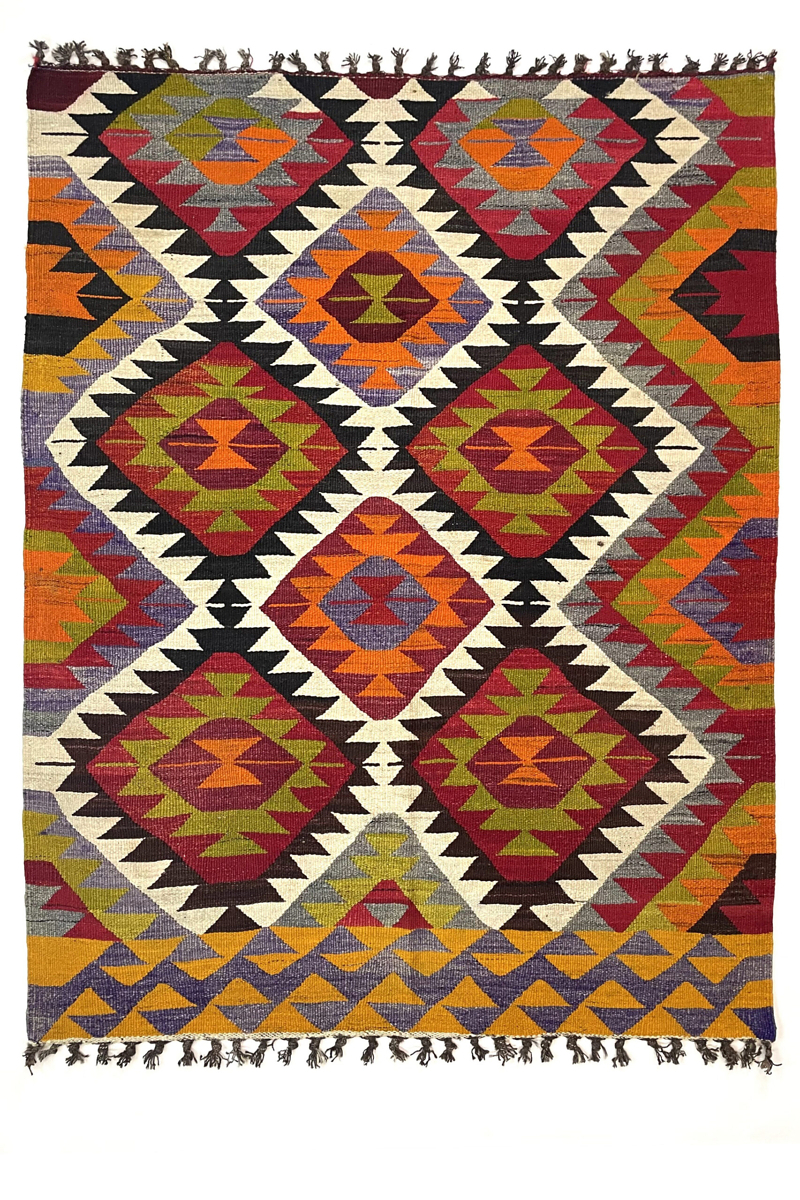 Vintage Multicolor Kilim Rug 120 cm x 152 cm - 0010004