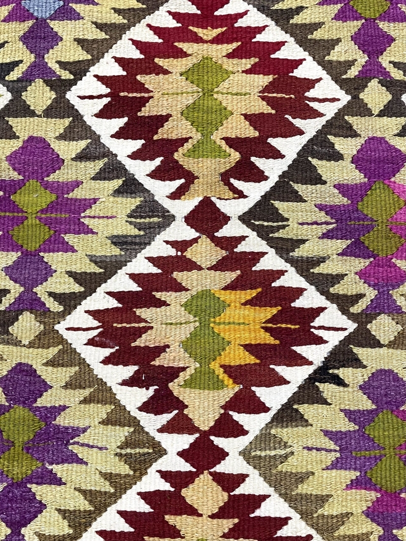 VintageMulticolorKilimRug10007-2 Vintage Multicolor Kilim Rug 88 cm x 125 cm - 0010007