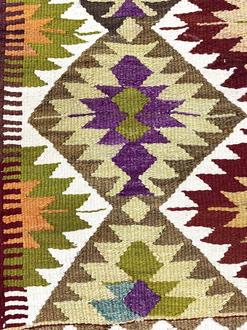VintageMulticolorKilimRug10007-3 Vintage Multicolor Kilim Rug 88 cm x 125 cm - 0010007