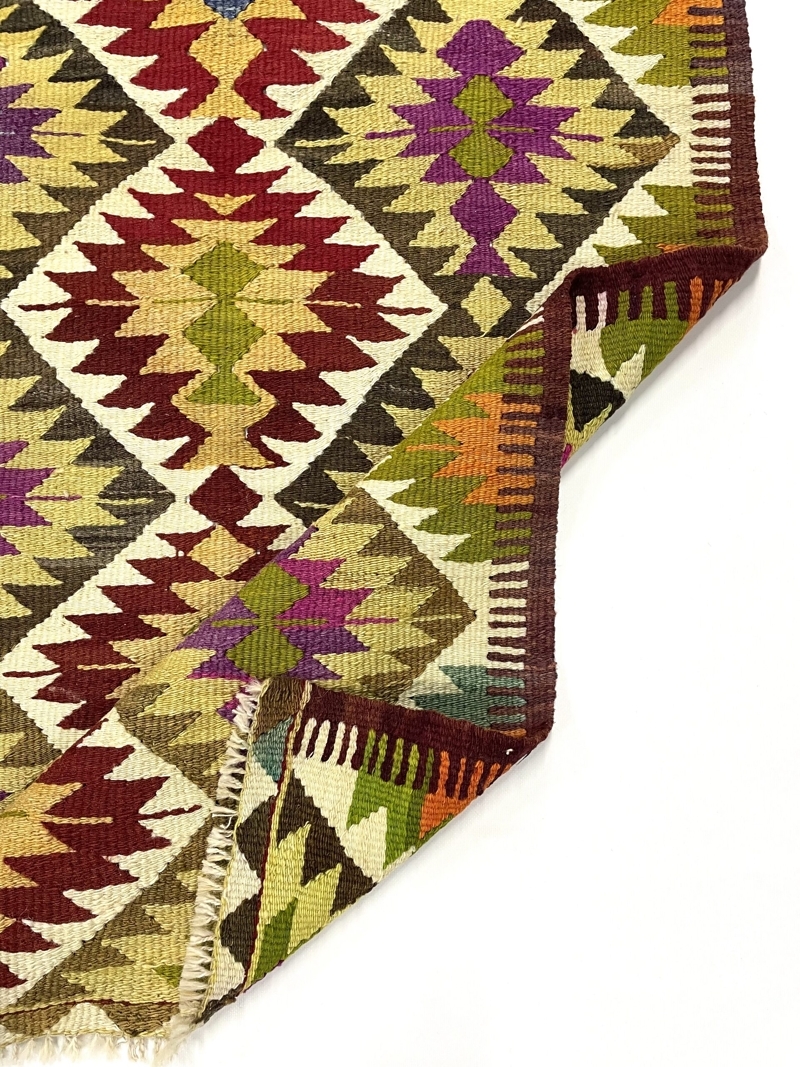 VintageMulticolorKilimRug10007-4 Vintage Multicolor Kilim Rug 88 cm x 125 cm - 0010007