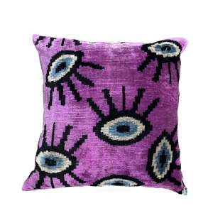 Evil Eye Silk Ikat Velvet Cushion Cover 40 cm x 40 cm (16 in x 16 in) - CIK00001