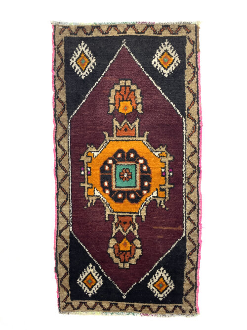Vintage Anatolian Small Hand-Knotted Rug 51 Cm X 109 Cm (1’7′′ X 3’6′′ FT) – Y010048