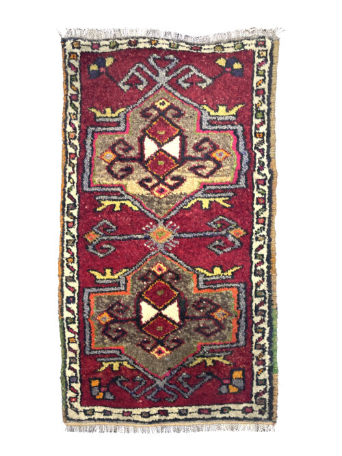 vintage-anatolian-small-rug-50-cm-x-97-cm-y010006 Vintage Small Turkish Hand-Knotted Rug 48 Cm X 91 Cm (1'6" X 3 FT) – Y010006