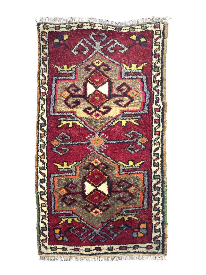 Vintage Small Turkish Hand-Knotted Rug 48 Cm X 91 Cm (1'6" X 3 FT) – Y010006