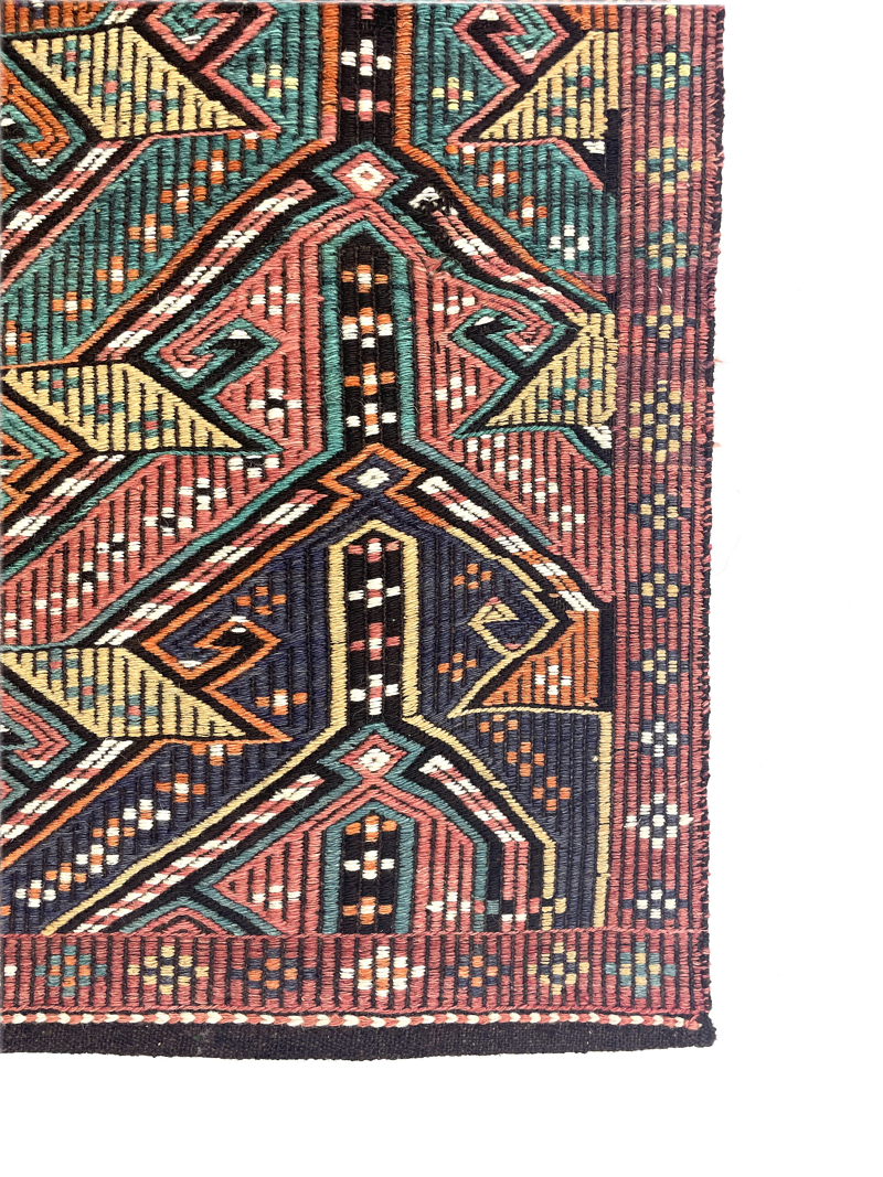 Vintage Embroidered Turkish Kilim Rug 90 cm x 122 cm (3 X 4 FT) - 0010030