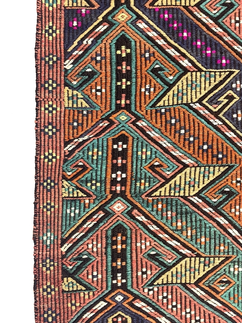 Vintage Embroidered Turkish Kilim Rug 90 cm x 122 cm (3 X 4 FT) - 0010030