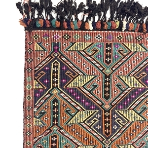 Vintage Embroidered Turkish Kilim Rug 90 cm x 122 cm (3 X 4 FT) - 0010030