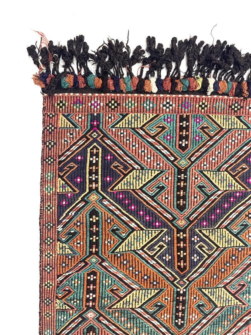 Vintage Embroidered Turkish Kilim Rug 90 cm x 122 cm (3 X 4 FT) - 0010030