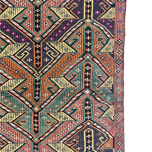 Vintage Embroidered Turkish Kilim Rug 90 cm x 122 cm (3 X 4 FT) - 0010030